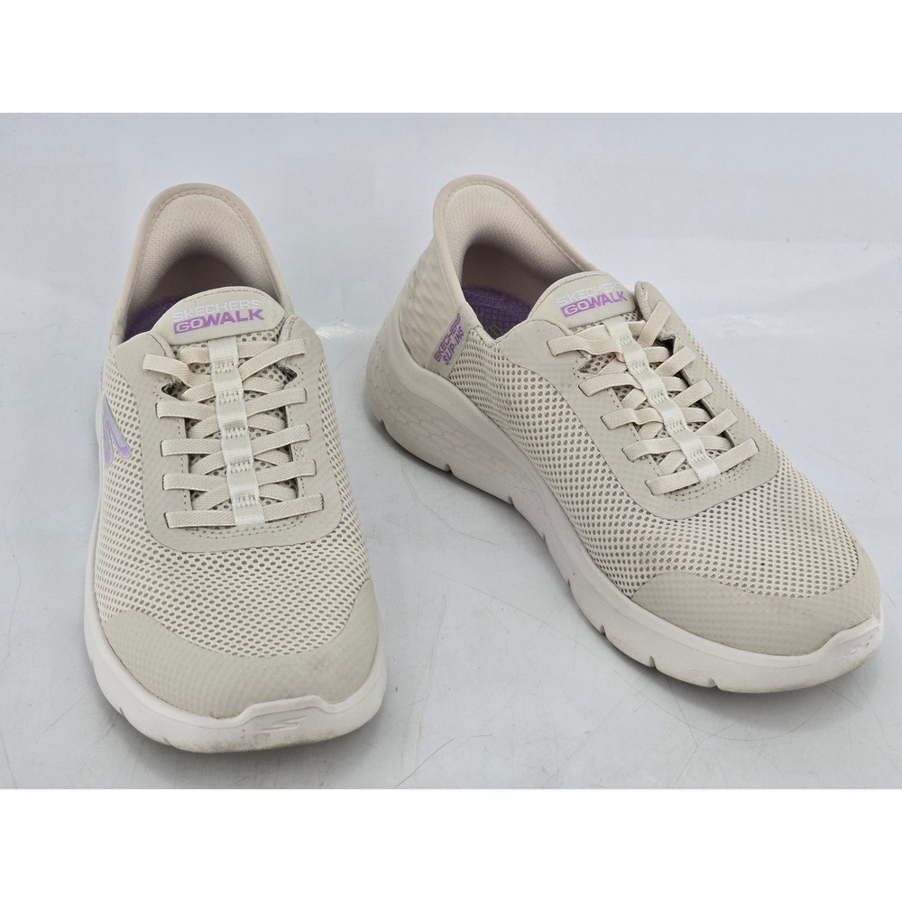 Skechers GoWalk Slip-Ins Womens 8 Off White Mesh Sneakers 124836W -Excellent
